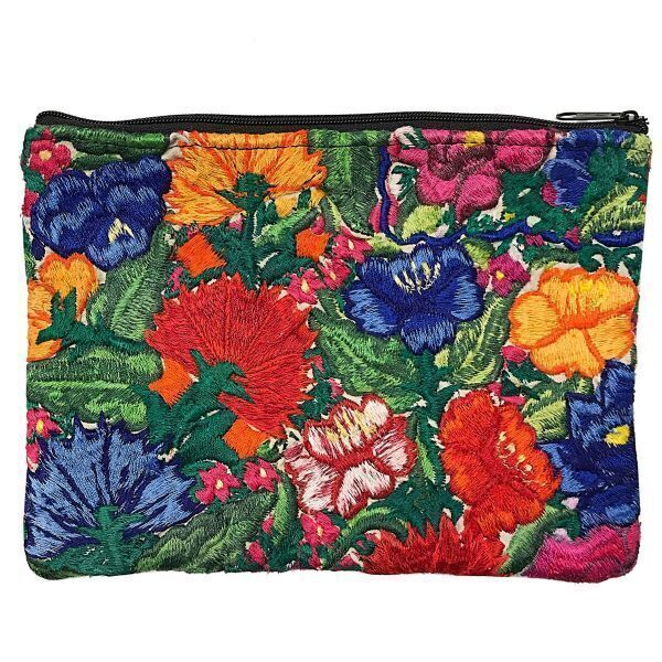 Picture of embroidered floral huipil pouch