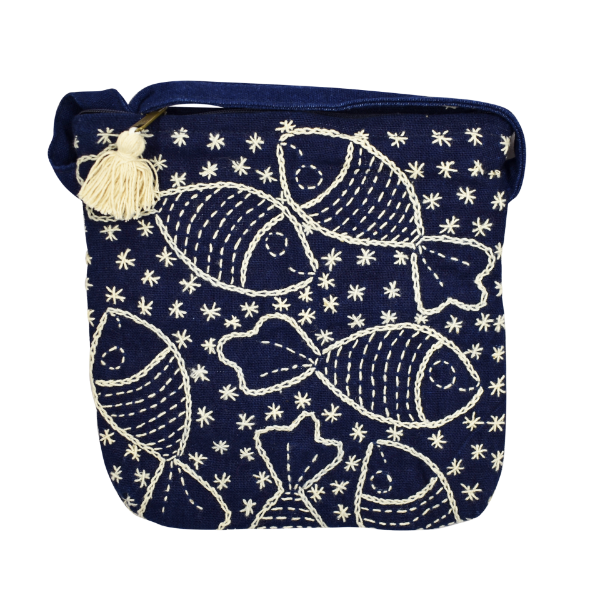 Picture of tasseled indigo crossbody