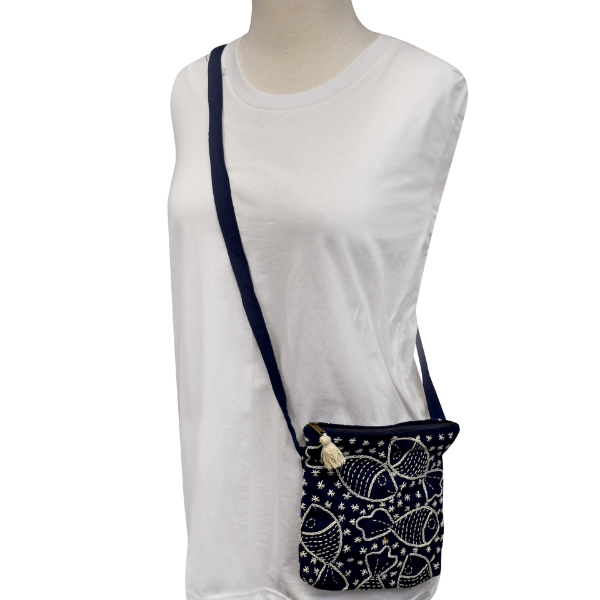 Picture of tasseled indigo crossbody