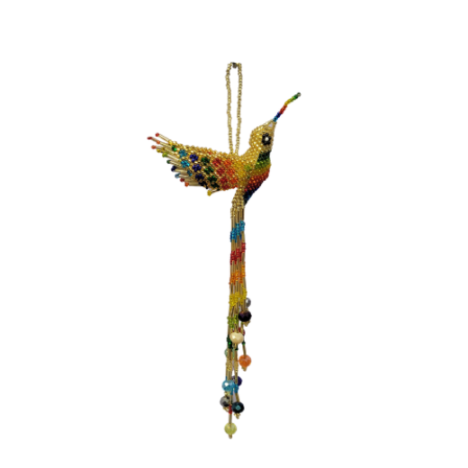 Picture of long-tailed beaded crystal bird ornament