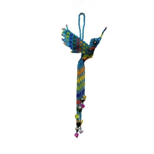 Picture of long-tailed beaded crystal bird ornament