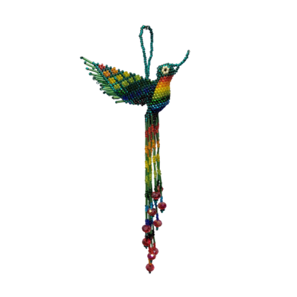 Picture of long-tailed beaded crystal bird ornament