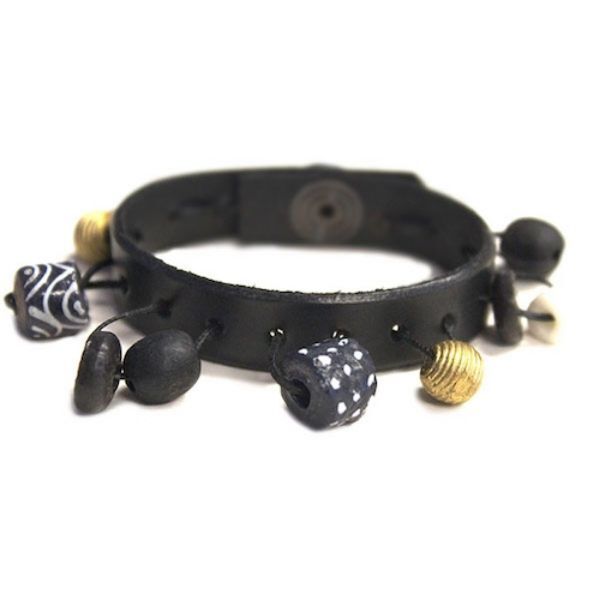 Picture of charmer glass bead leather bracelet