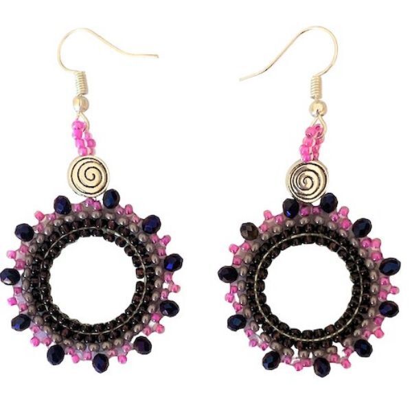 Picture of beaded crystal hoop earrings