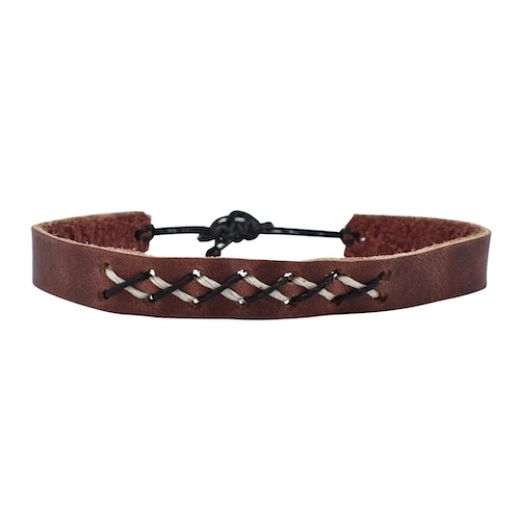 Picture of hand-stitched leather explorer bracelet