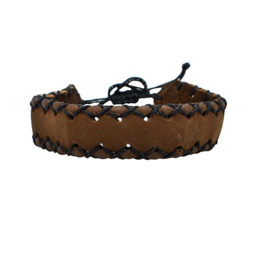 Picture of hand-stitched leather scout bracelet