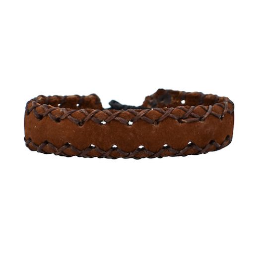 Picture of hand-stitched leather scout bracelet
