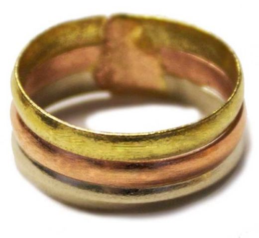 Picture of tricolor wide band ring