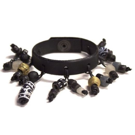 Picture of hanging charm leather bracelet