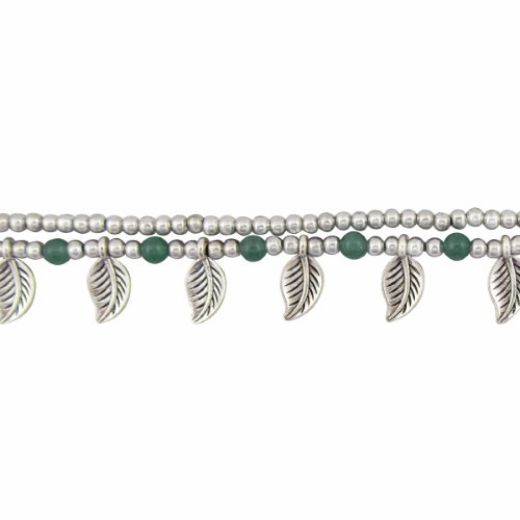 Picture of leaf charm beaded anklet