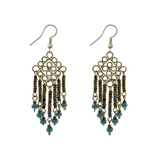 Picture of wire diamond beaded earrings