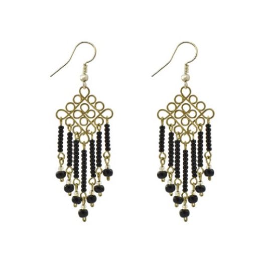 Picture of wire diamond beaded earrings