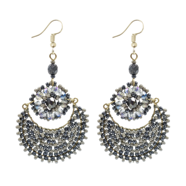 Picture of moon flower beaded earrings