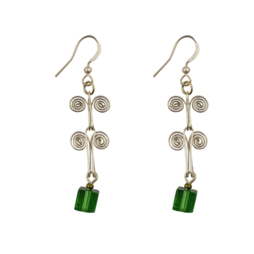 Picture of glass cube metal earrings