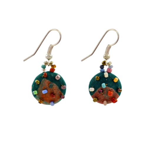 Picture of repurposed batik button earrings - small