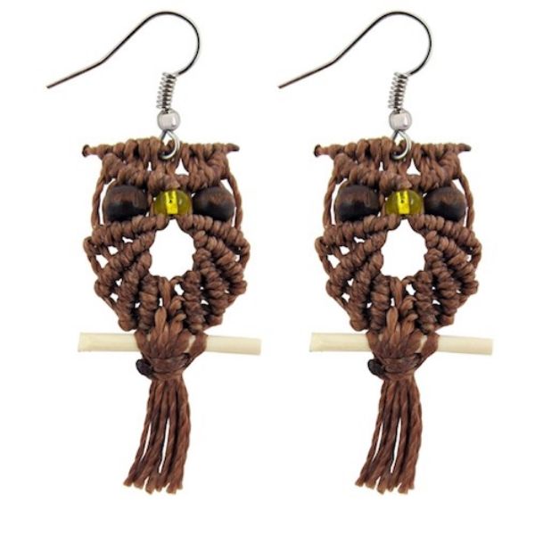 Picture of macrame owl earrings