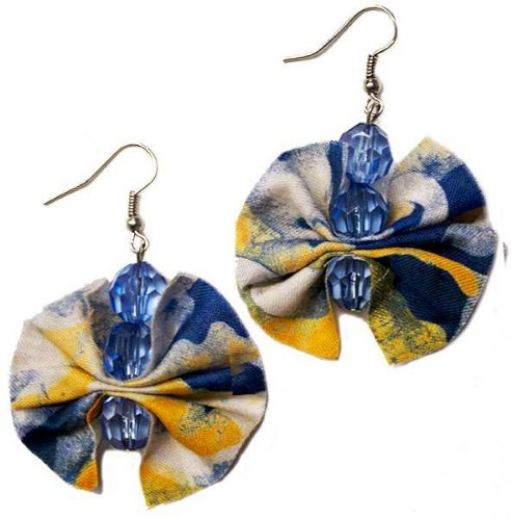 Picture of repurposed batik butterfly earrings