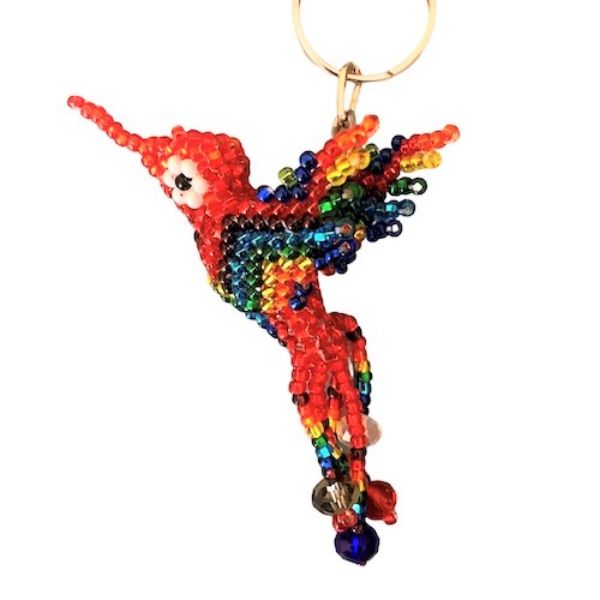 Picture of hummingbird beaded keychain - mini