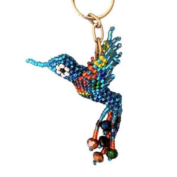 Picture of hummingbird beaded keychain - mini