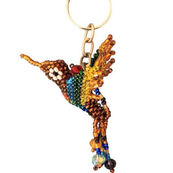 Picture of hummingbird beaded keychain - mini