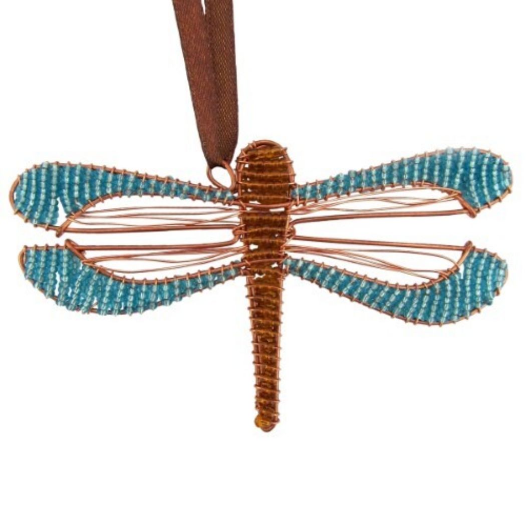 Picture of dragonfly beaded wire ornament