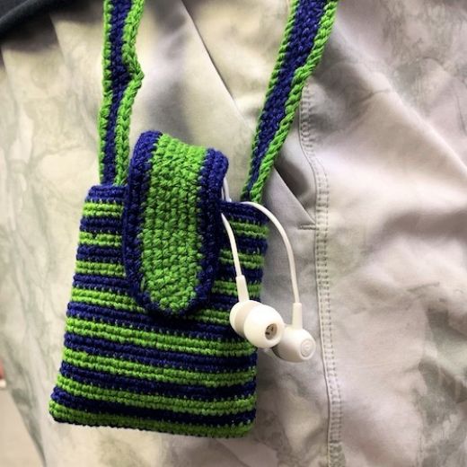 Picture of crocheted earbud holder