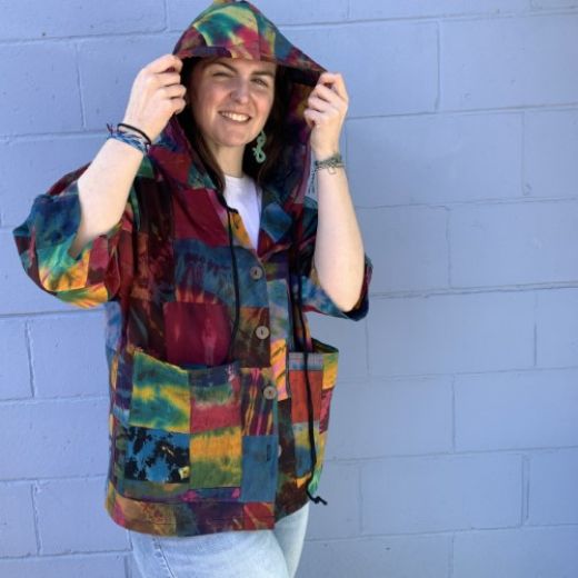 Picture of tie dye patchwork smock jacket