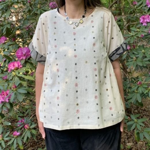 Picture of embroidered cotton dot top