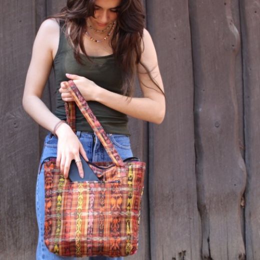 Picture of wild blossom embroidered tote