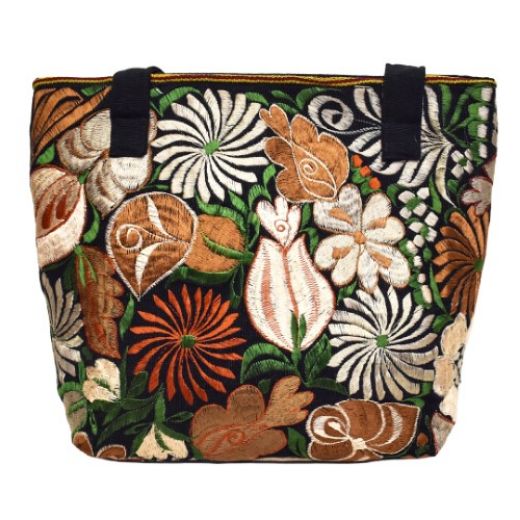 Picture of wild blossom embroidered tote