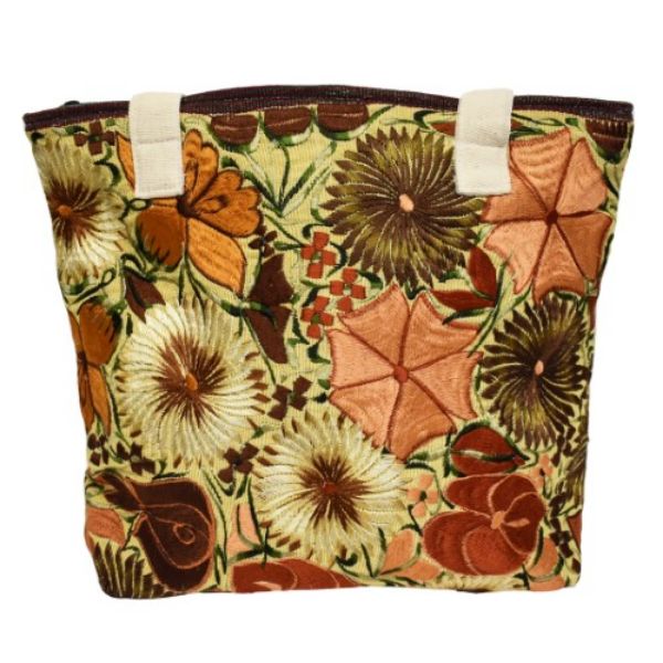 Picture of wild blossom embroidered tote