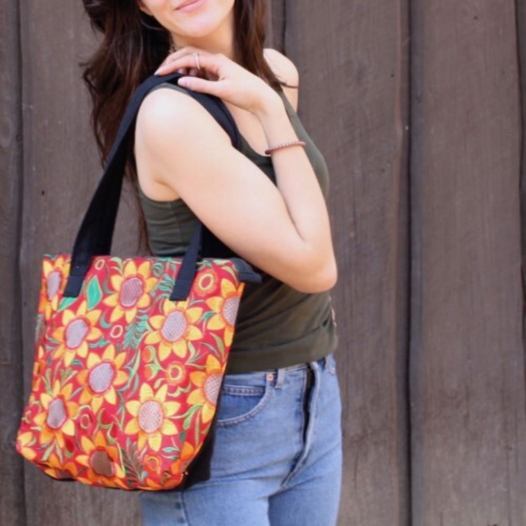 Picture of embroidered sunflower tote