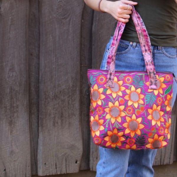 Picture of embroidered sunflower tote