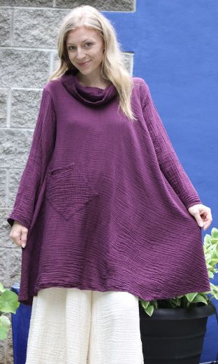 Picture of gauzy cowl neck dress