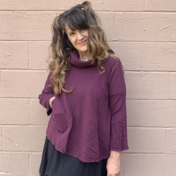 Picture of gauzy cowl neck top