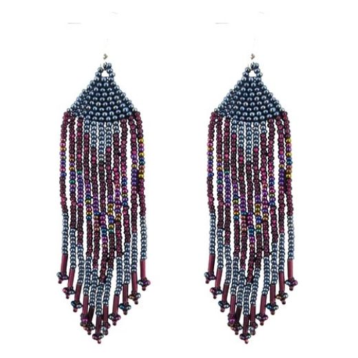 Picture of tribal feather beaded earrings