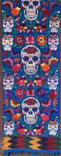 Picture of day of the dead table runner - tapestry deluxe