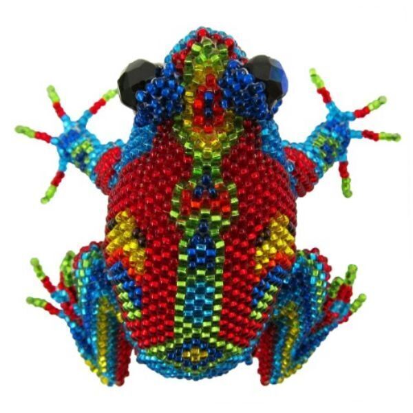 Picture of happy frog beaded figurine