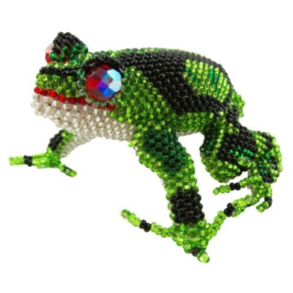 Picture of happy frog beaded figurine