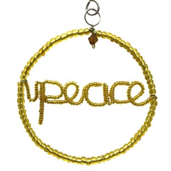 Picture of peace, love, joy beaded wire ornaments