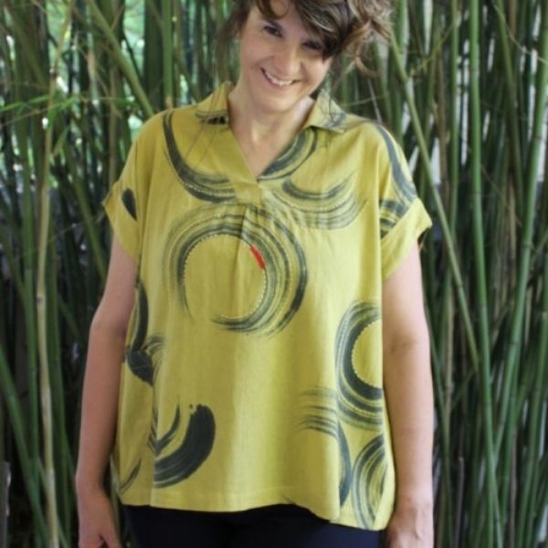 Picture of hand-stitched moon dance top