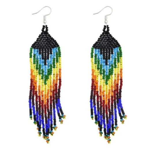 Picture of tribal feather beaded earrings