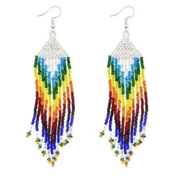 Picture of tribal feather beaded earrings