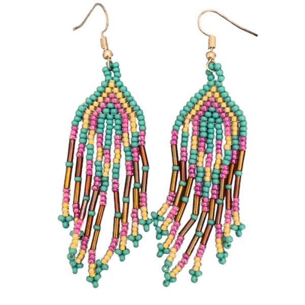 Picture of diamond fringe beaded earrings