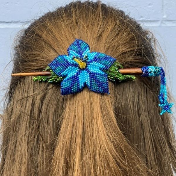 Picture of flower beaded hair slide