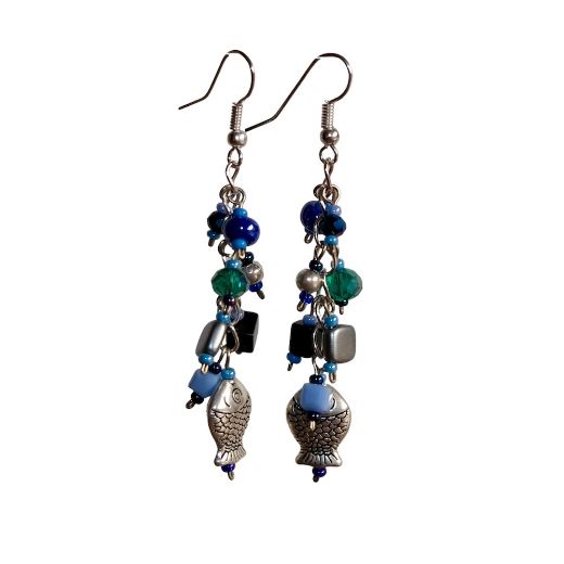 Picture of coastal coral beaded earrings