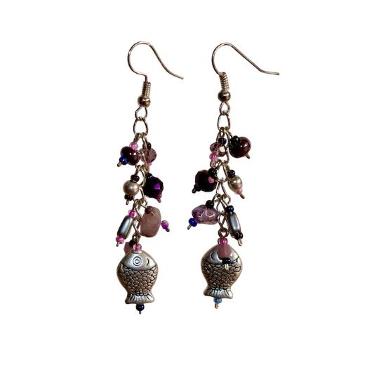 Picture of coastal coral beaded earrings