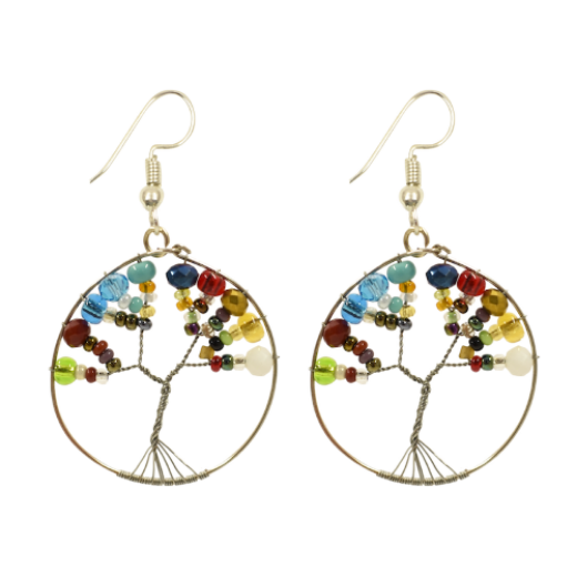 Picture of beaded tree of life earrings