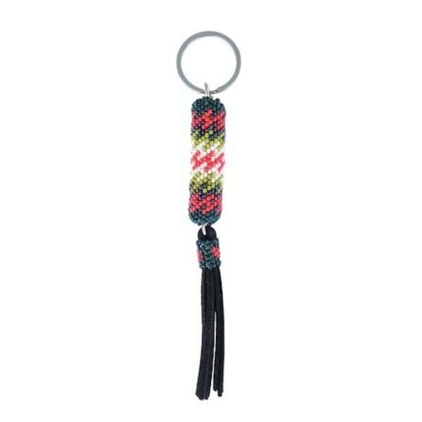 Picture of beaded leather tassel keychain