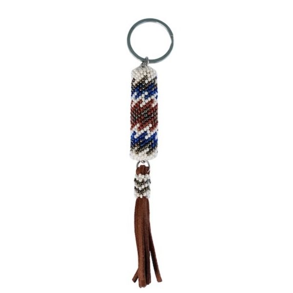 Picture of beaded leather tassel keychain